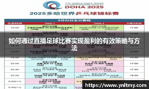 如何通过直播足球比赛实现盈利的有效策略与方法