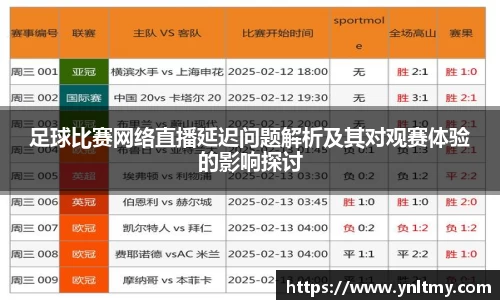 足球比赛网络直播延迟问题解析及其对观赛体验的影响探讨